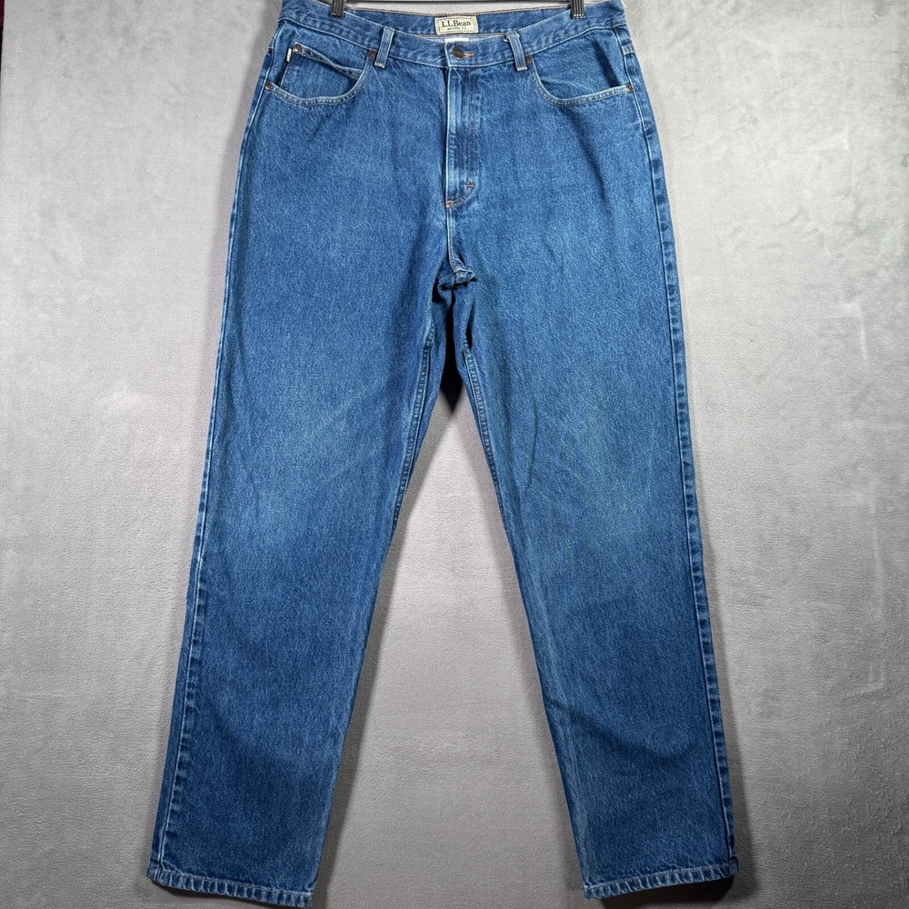 LL Bean Jeans Mens 38x34 Blue Natural Fit Straight Leg Natural Fit Workwear Gorp